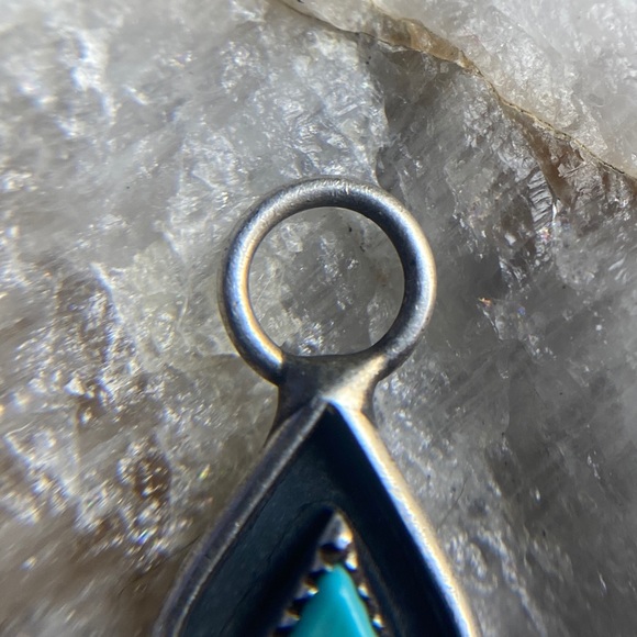 Sterling Silver & Turquoise Teardrop Pendant 925 - Picture 6 of 10